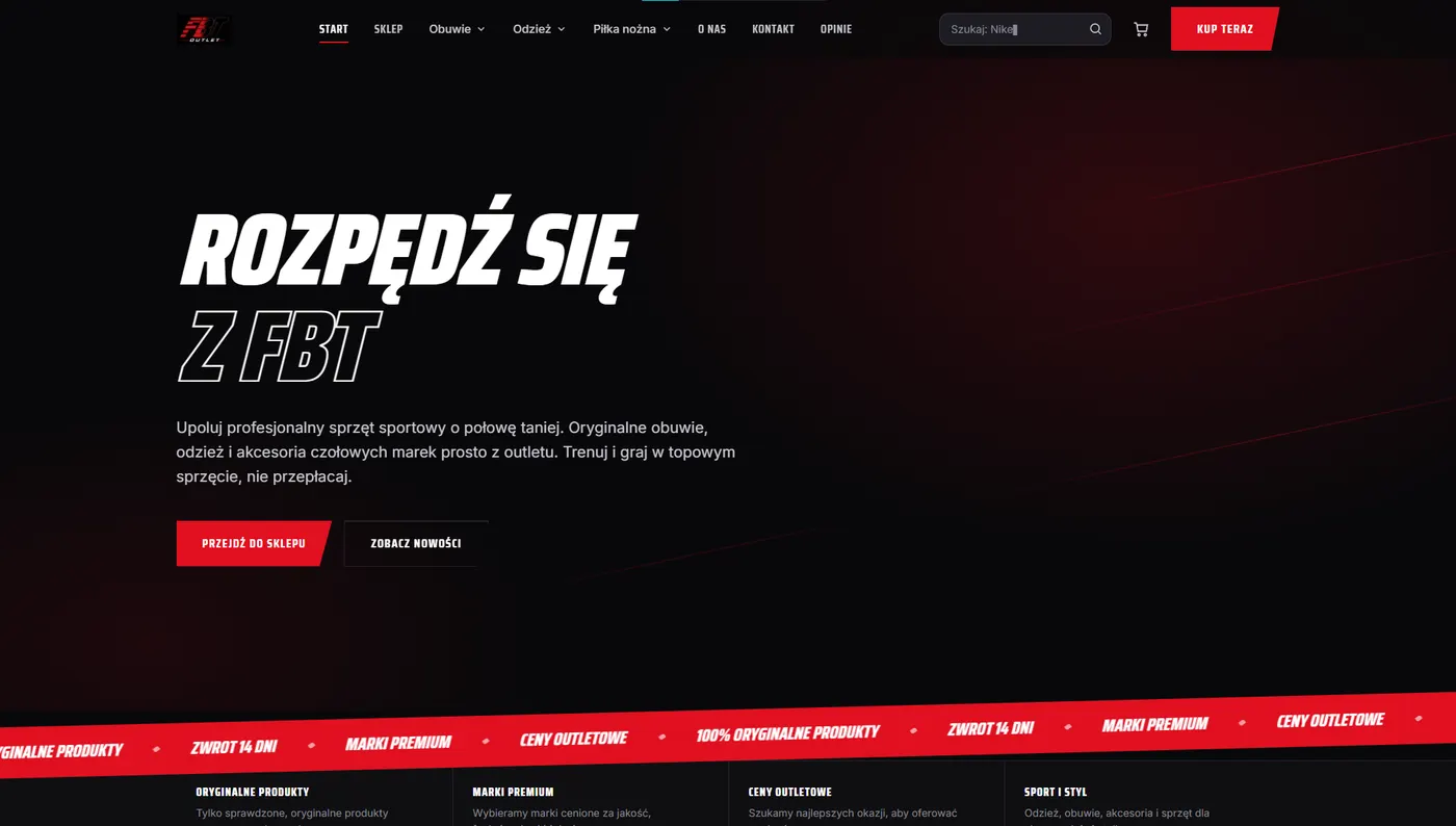 FBT Outlet, sklep z odzieżą i obuwiem sportowym